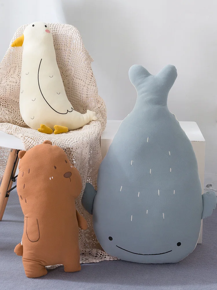 

50/80cm Bear/Whale/Seabird Stuffed Plush Toys Soft Forest Ocean Animal Plush Pillows Dolls Home Decor Kawaii Kids Girls Gifts