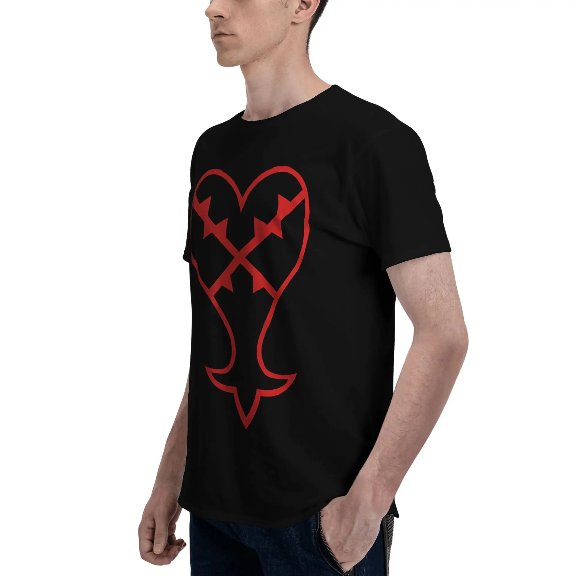 Kingdom Hearts Heartless Emblem Neuheit T-Shirt aus 100 % Baumwolle. Kingdom Hearts T-Shirts für Herren – Detail 5