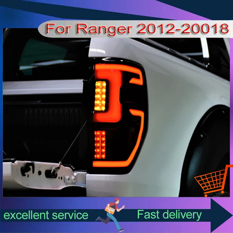 New Style Taillights For Ford Ranger 2012-2018 Rear Lamps Assembly Refit LED Driving Reverse Turn Signal Lights Auto Accessories