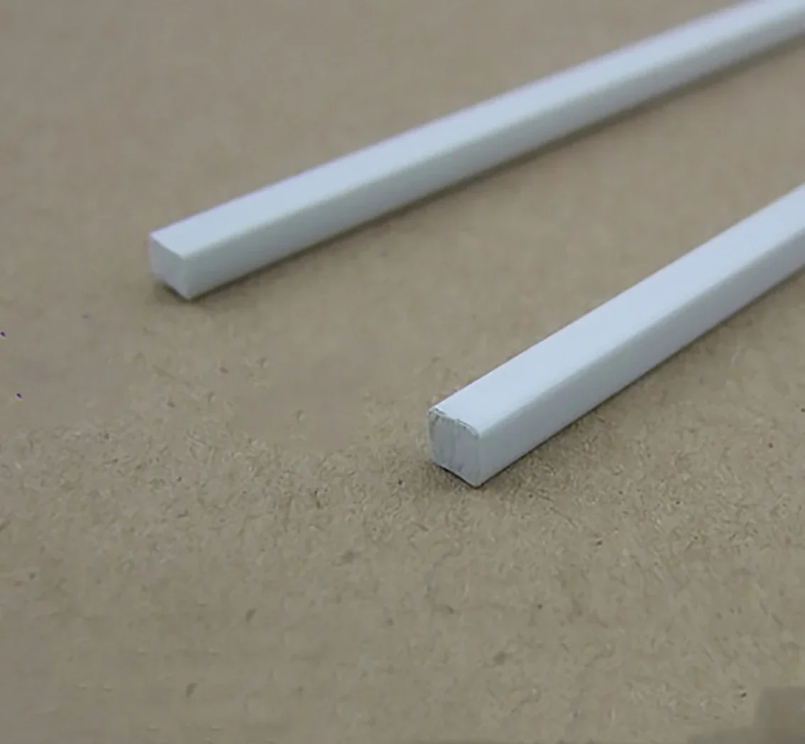 10pcs White Square ABS Plastic Solid Tube Pipe 1*1mm-10*10mm DIY Material for Model Part Accessories Length 250mm