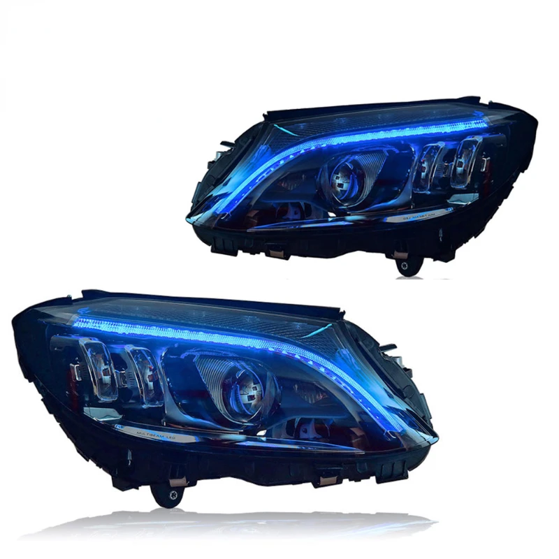 

upgrade W205 LED Headlight For Benz 2015-2021 W205 MultiBeam LED Headlight C63 C300 C180 C200 C260 New dynamic turn signal DRL