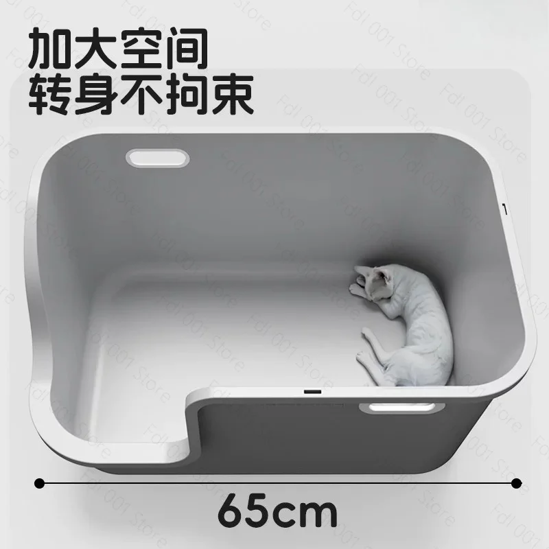 Oversized Corridor Sandbox for Cat Enclosed Litter Tray Odor Splash-Proof Kitten Toilet Convenient Lid Pet Clean Cat Litter Box