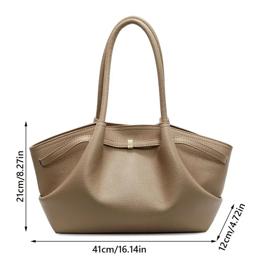 Luxuriöse Lychee-Muster Schultertaschen aus PU-Leder Einfarbige Damenhandtaschen Große Kapazität Tragetasche Reisehandtaschen – Detail 1