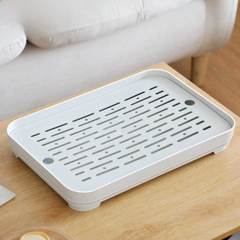 

Large Double Layer Plastic Tray Rectangular Tea Set Tea Tray Kitchen Countertop Drain Plate Fruit Plate Cup Draining Tray