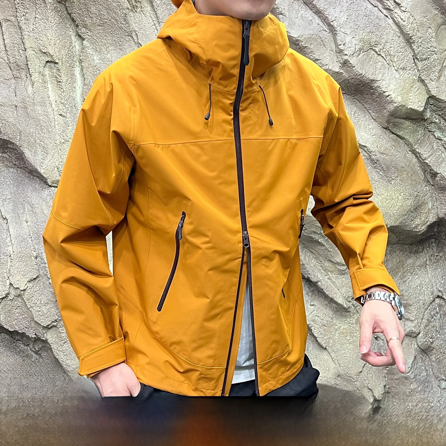 

High-End Fully Sed Hardell Jaet Waterproof Windproof Outdoor Hooded Men's Autumn Jaet Polyester Fiber Zipper Closure