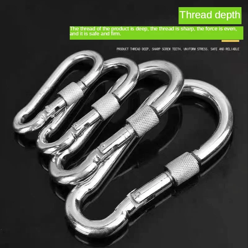 M6/M8/M10 Multifunctional 304 Stainless Steel Spring Snap Carabiner Quick Link Lock Ring Hook Snap Shackle Chain Fastener Hook