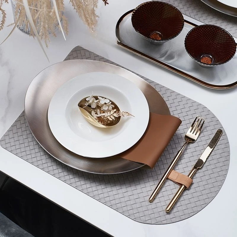 Model room tableware set, soft dining table setting table, model room dining plate woven pattern placemat