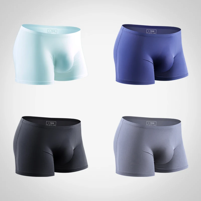 Ice silk underwear men's seamless ultra-thin transparent boxer shorts sexy one piece summer breathable youth tide four corners