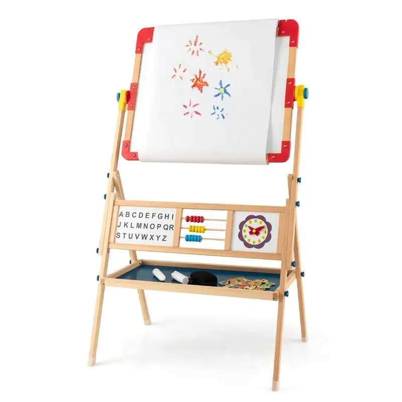 3-in-1 Wooden Art Easel for Kids with Drawing Paper Roll
