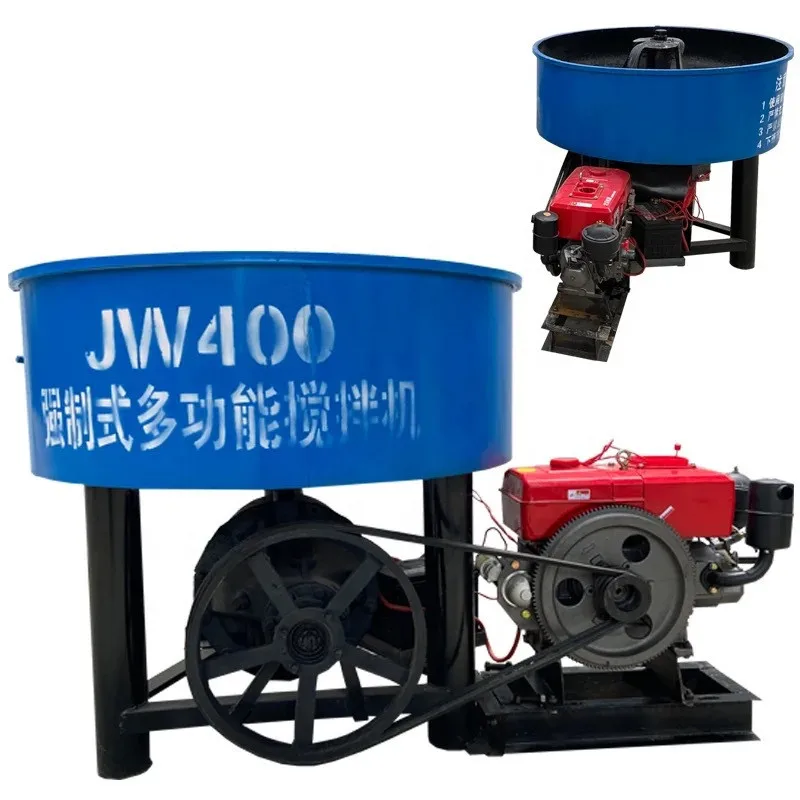 JW400 small construction site vertical mixer premixed engine flat design new cement sand storage manual