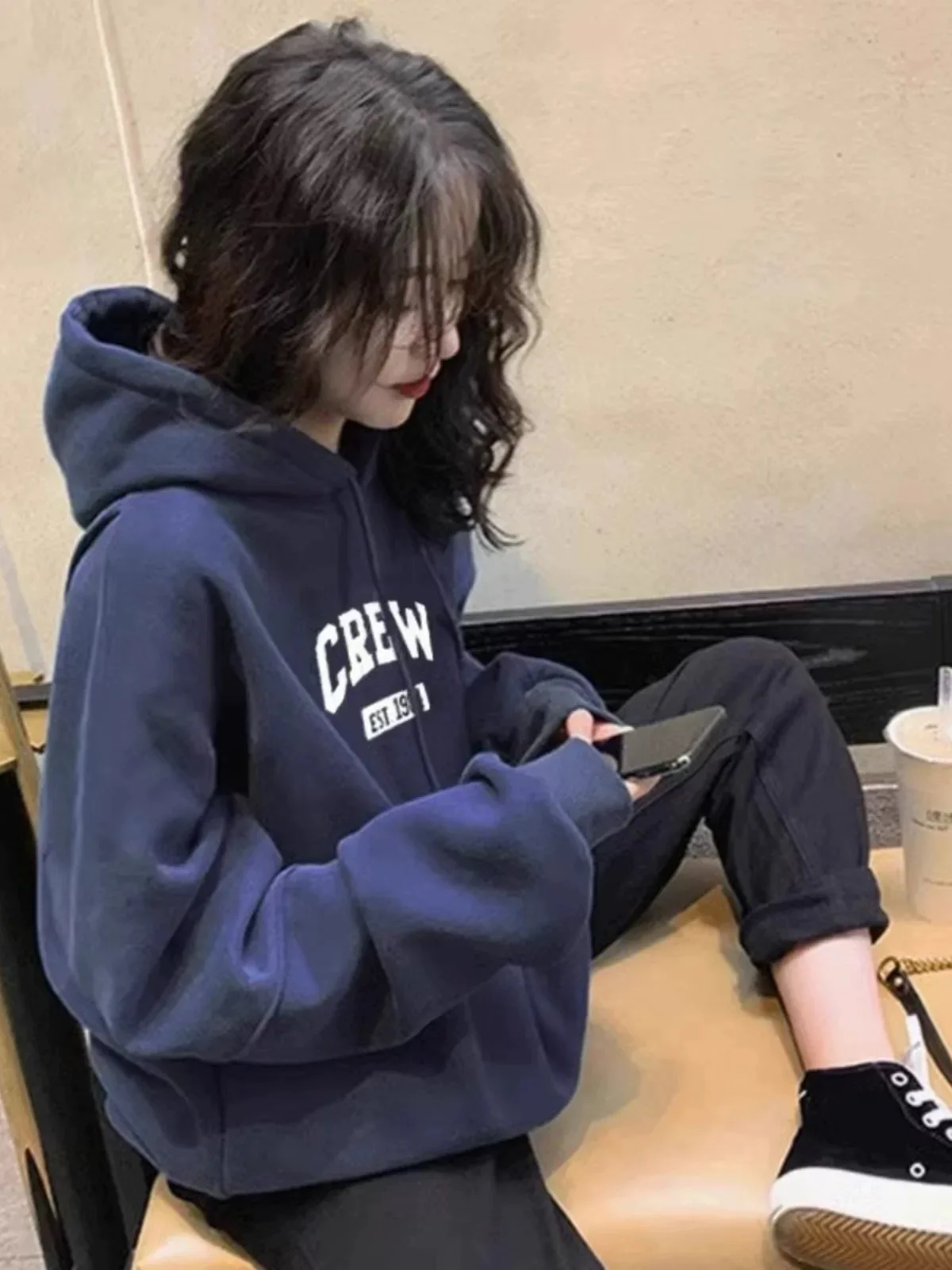 

Y2K Womens Hoodie Long Slim Fit Cotton Sweatshirt Spring Autumn Lightweight Chic Outerwear