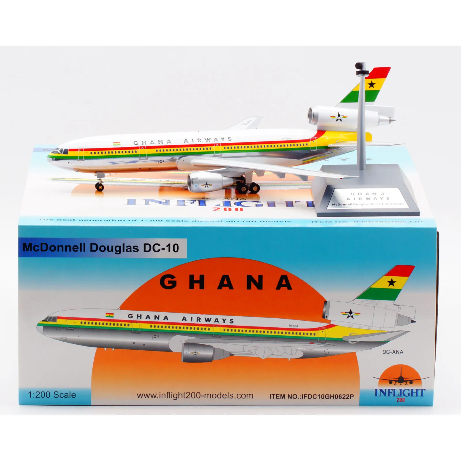 

IFDC10GH0622P Alloy Collectible Plane Gift INFLIGHT 1:200 GHANA AIRWAYS McDonnell Douglas DC-10-30 Diecast Aircraft Model 9G-ANA