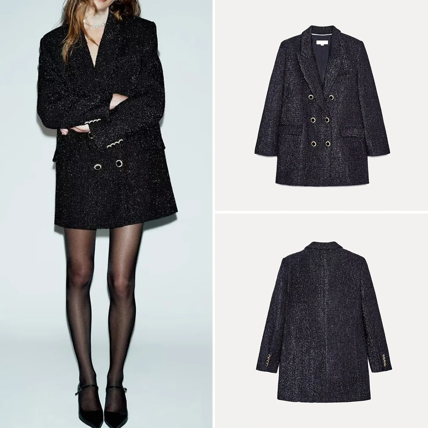 

Faionable Versatile Women's Suit Jaet Autumn 2025 Simple Ele Personali Matching All Season Long Sve Double Button