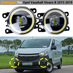 2X30W H11 LED Angel Eye fendinebbia DRL per Opel Vauxhall Vivaro B 2015 2016 2017 2018 2019 fendinebbia anteriore per auto Daylight 6000LM