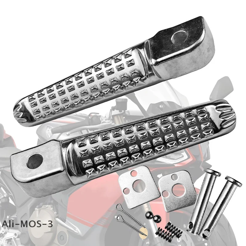 【P】زوج واحد من أوتاد القدم للدراجات النارية، دواسات سوداء، دواسات من سبائك الألومنيوم مناسبة لمعظم الدراجات النارية، مقاومة للاهتراء #1