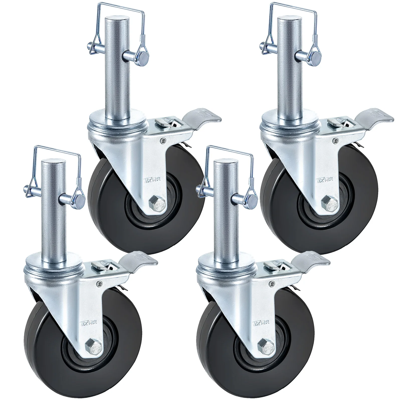 

SucceBuy 4 Pack Scaffolding Rubber Swivel Caster Wheels with Dual Locking Heavy Casters for Warehousing Industrial Equipment