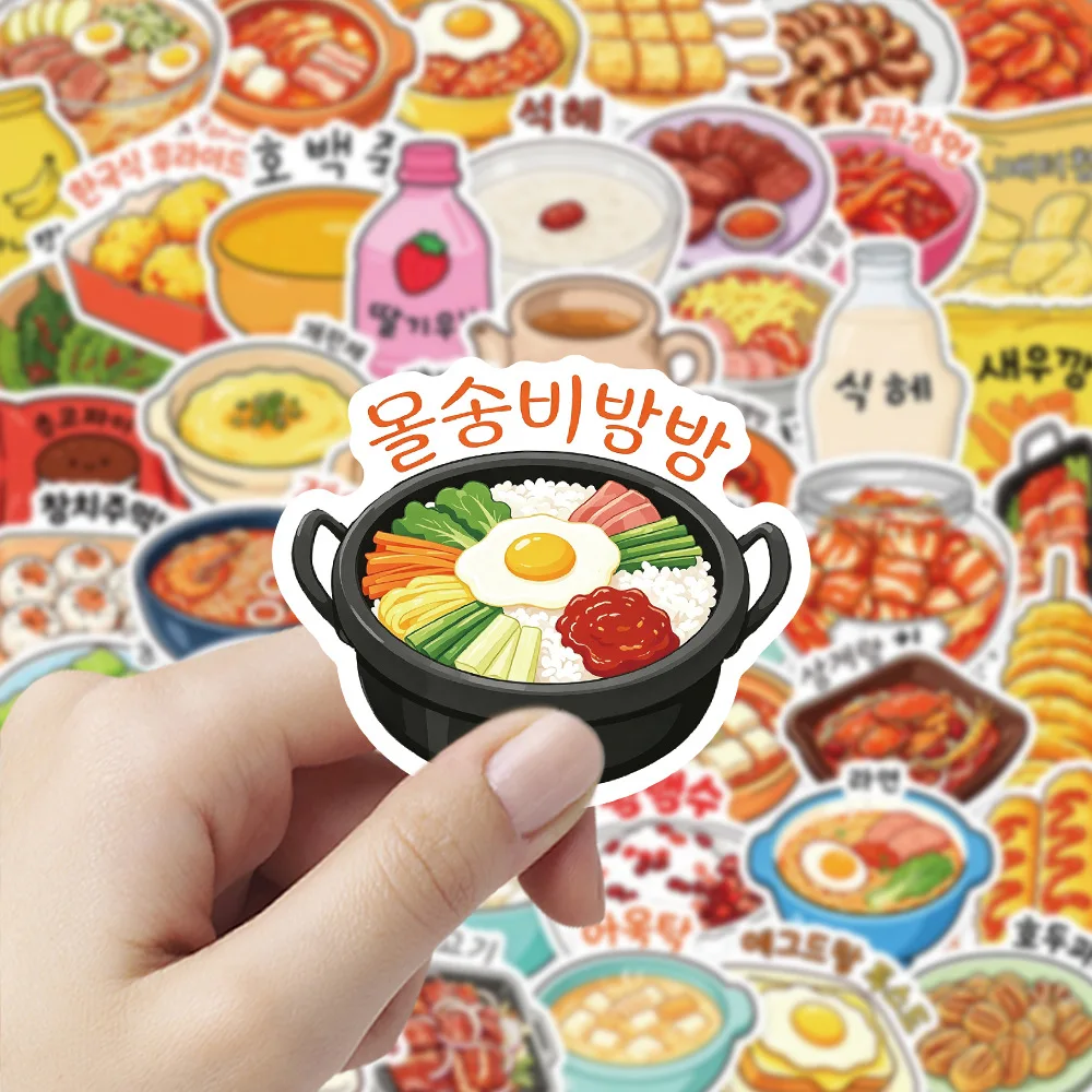 50 PCS Korean Cartoon Food Culture Graffiti Stickers Fridge Cabinet Lunch Box Thermos Cup Non Repeated Waterproof Decals
