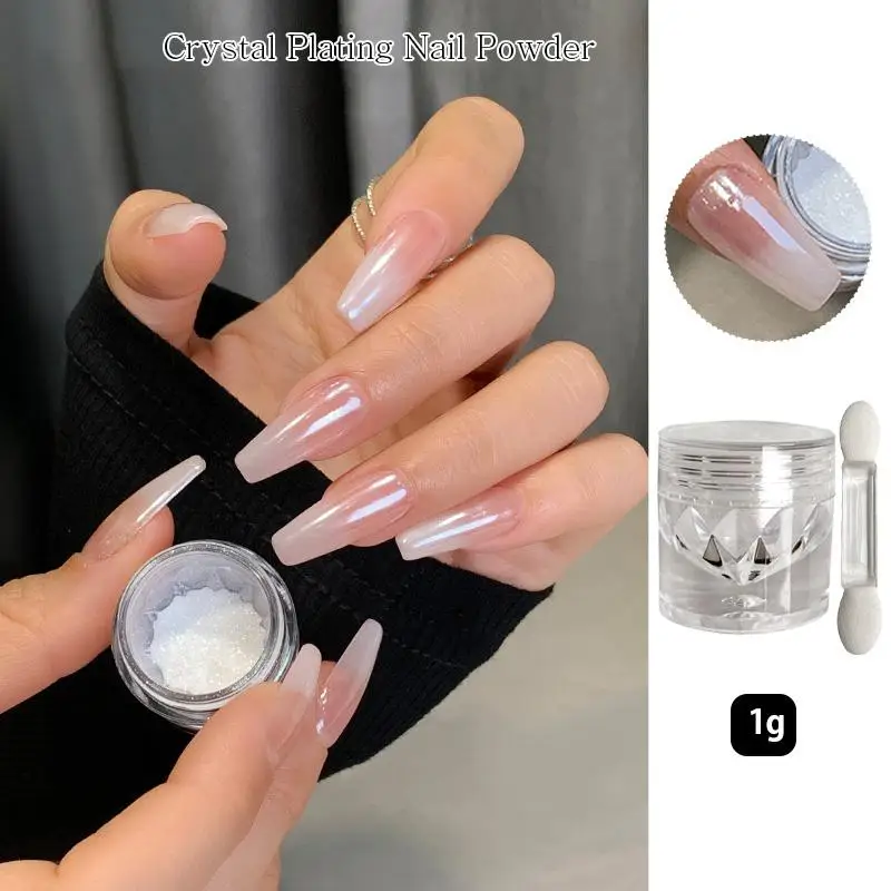 

1g Crystal Plating Nail Powder Clear Ultra Bright Electroplating Effect Moonlight Metallic Powders Mirror Effect Glitter