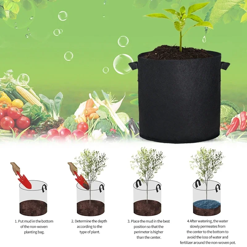WAIZHIUA Lot De 6 Sacs De Culture En Tissu Géotextile Respirant 20L Avec Poignées – Idéal Pour Pommes De Terre, Tomates, Fraises, Herbes & Légumes