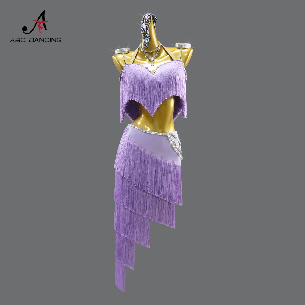 

2025 Latin Dance Dress Competition New Costume Women Practice Long Clothing Female Fringed Suit Stage Girls Parties Sports Party