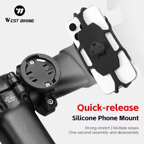 WEST BIKING Portable Bicycle Phone Holder Silicone Quick Release Bike Phone Stand For 4.5-6.7 Inches Anti-slip Bracket Accessory
