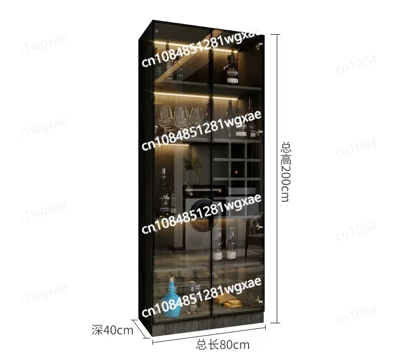 Glass Door Wine Cabinet, Solid Wood Tableware Cabinet, Integrated Living Room