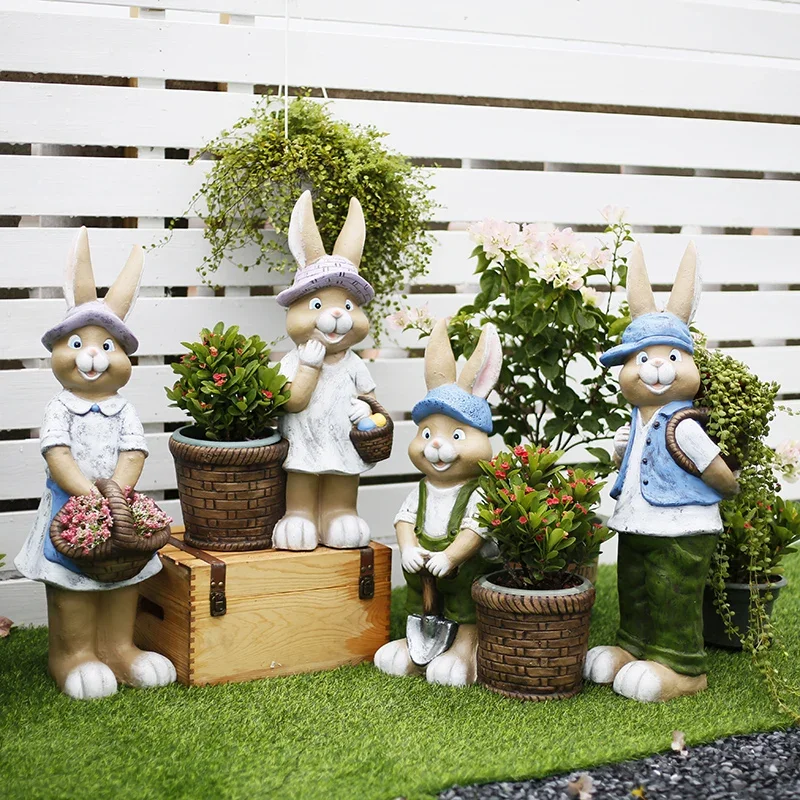 

European rabbit flower pot ornament large garden decoration outdoor open-air balcony kindergarten agritainment creative layout