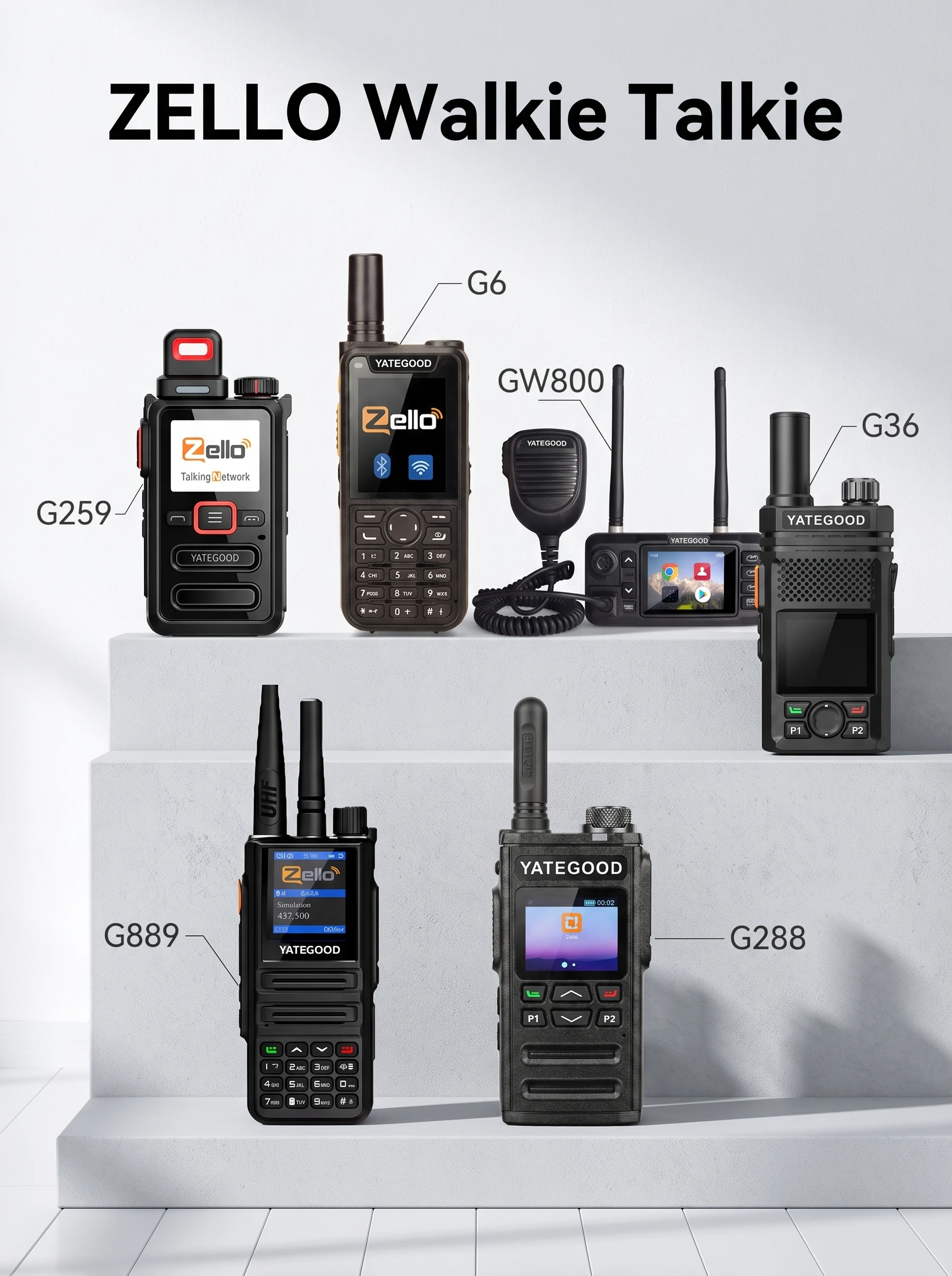 Global ZELLO Walkie Talkie Network 5000KM 3G 4G Radio WiFi 100KM Bluetooth GPS
