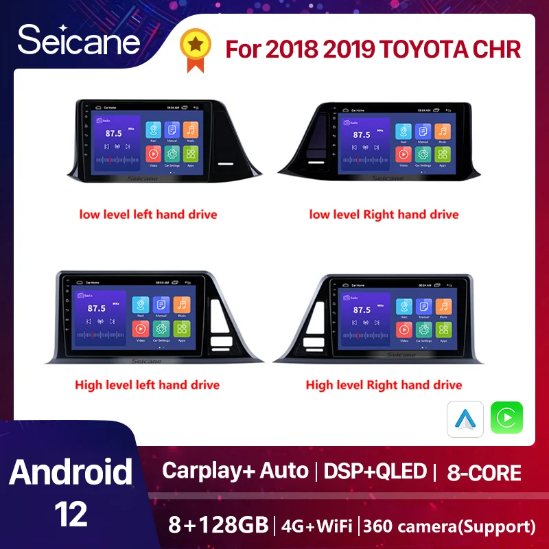 

Seicane Multimedia Video Player For 2018 2019 TOYOTA CHR wireless Carplay Auto Android 12 Auto Car Radio stereo DSP QLED 2 din