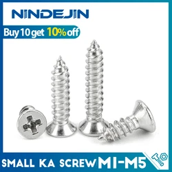 20-100Pcs Cross Flat Head Self-tapping Small Screw M1 M2 M2.5 M3 M3.5 M4 M5 Nickel Plated Electronic Micro Screw for Computer