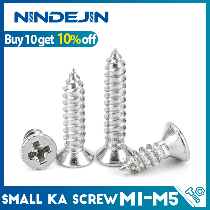 20-100Pcs Cross Flat Head Self-tapping Small Screw M1 M2 M2.5 M3 M3.5 M4 M5 Nickel Plated Electronic Micro Screw for Computer