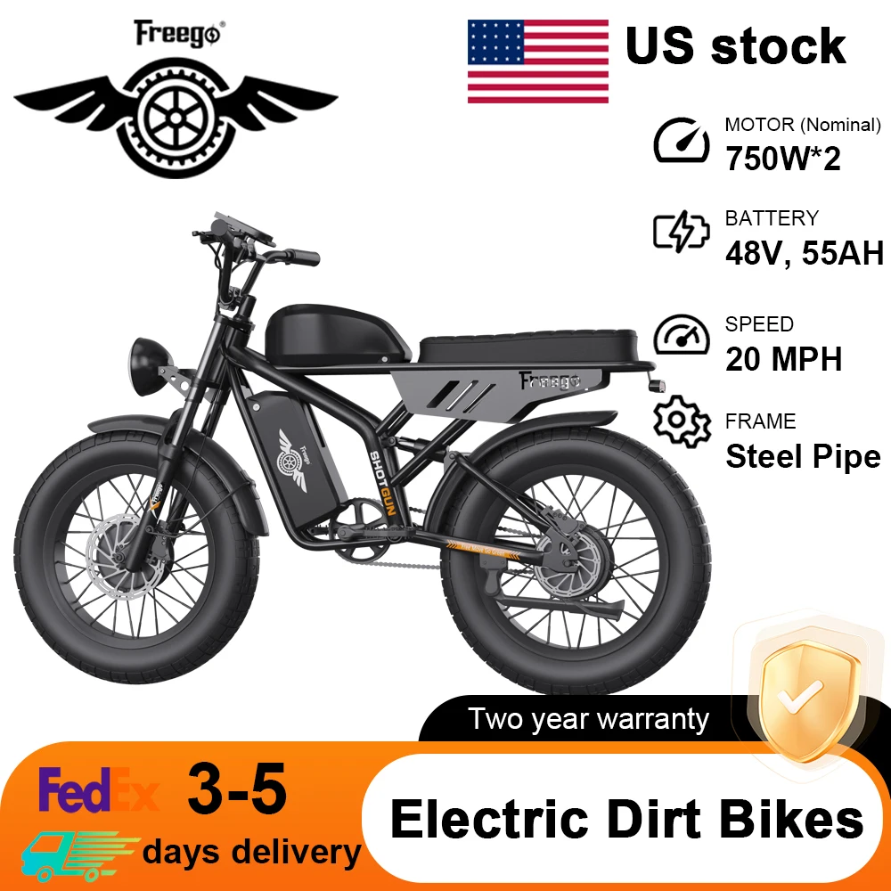 

Freego Electric Bike 2000W 48V 55Ah Battery 20 Inch Wide Tire Electric Bicycle Outdoor Adult Off-Road Mountain Ebike
