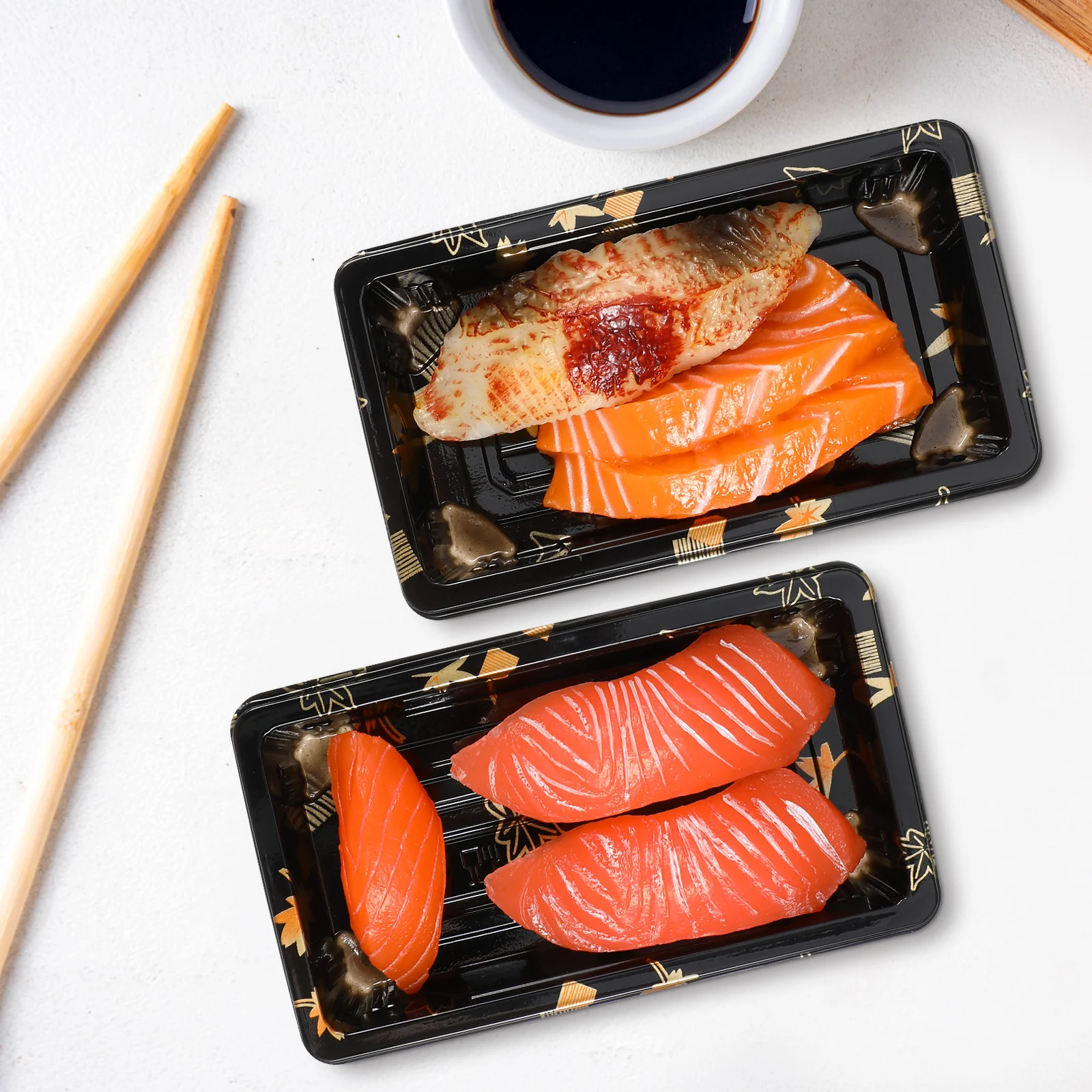 

50pcs Sushi Disposable Containers Eco Friendly No Smell Take Out Snacks Fries Hamburgers Fruit Carry Out Containers Packing