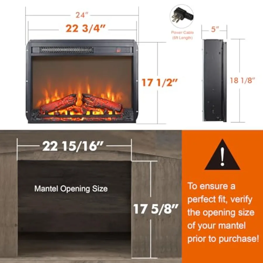 23 Electric Fireplace Insert with Remote Control and Timer Function for Cozy Living Room Ambiance Adjustable Flame Brightness f