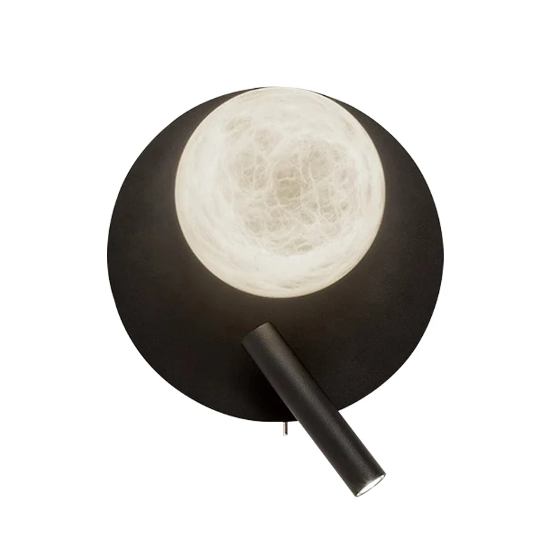 

Современный настенный светильник для столовой и лестницы, светодиодный, из испанского мрамора, в скандинавском стиле, креативный, минималистичный, для спальни, прикроватный, из меди и алебастра