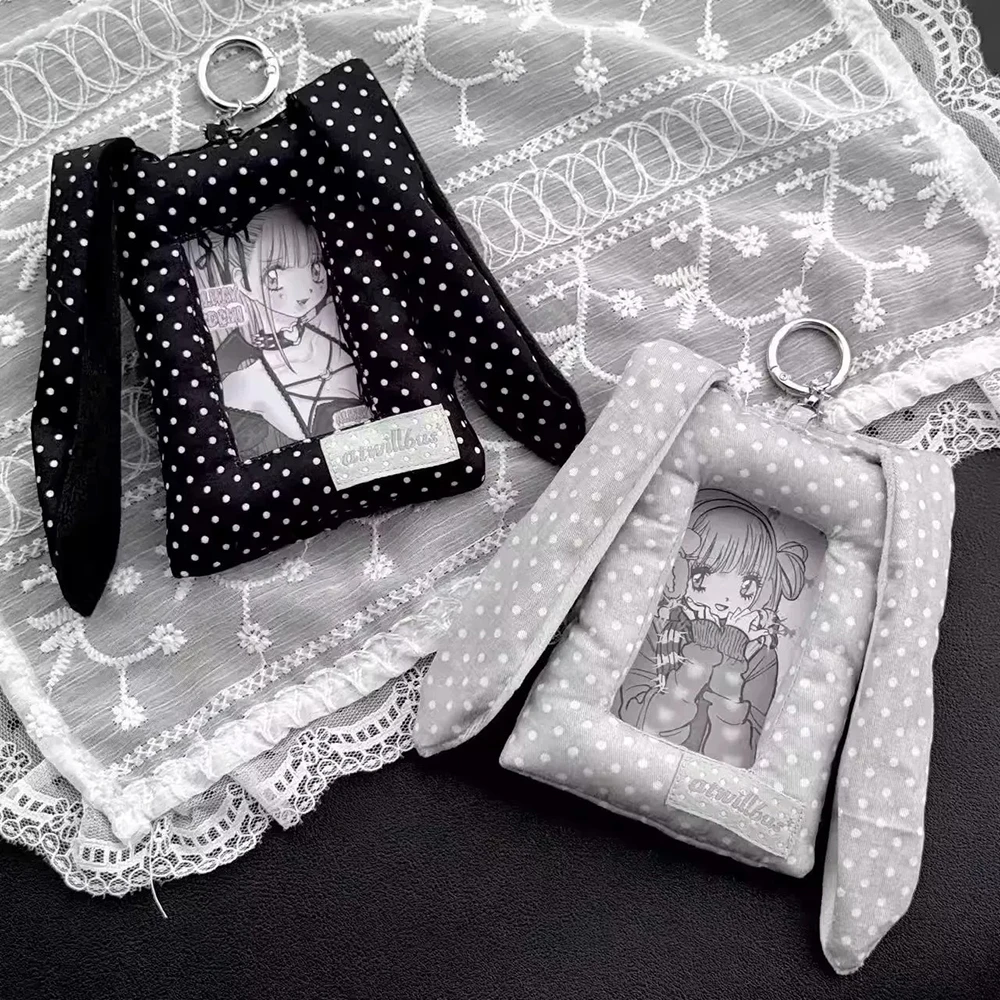 Rabbit Ear Card Cover High Beauty 3-inch Small Card Storage Bag Pendant, Ins Style Fabric ID Star Photo Protection Cover