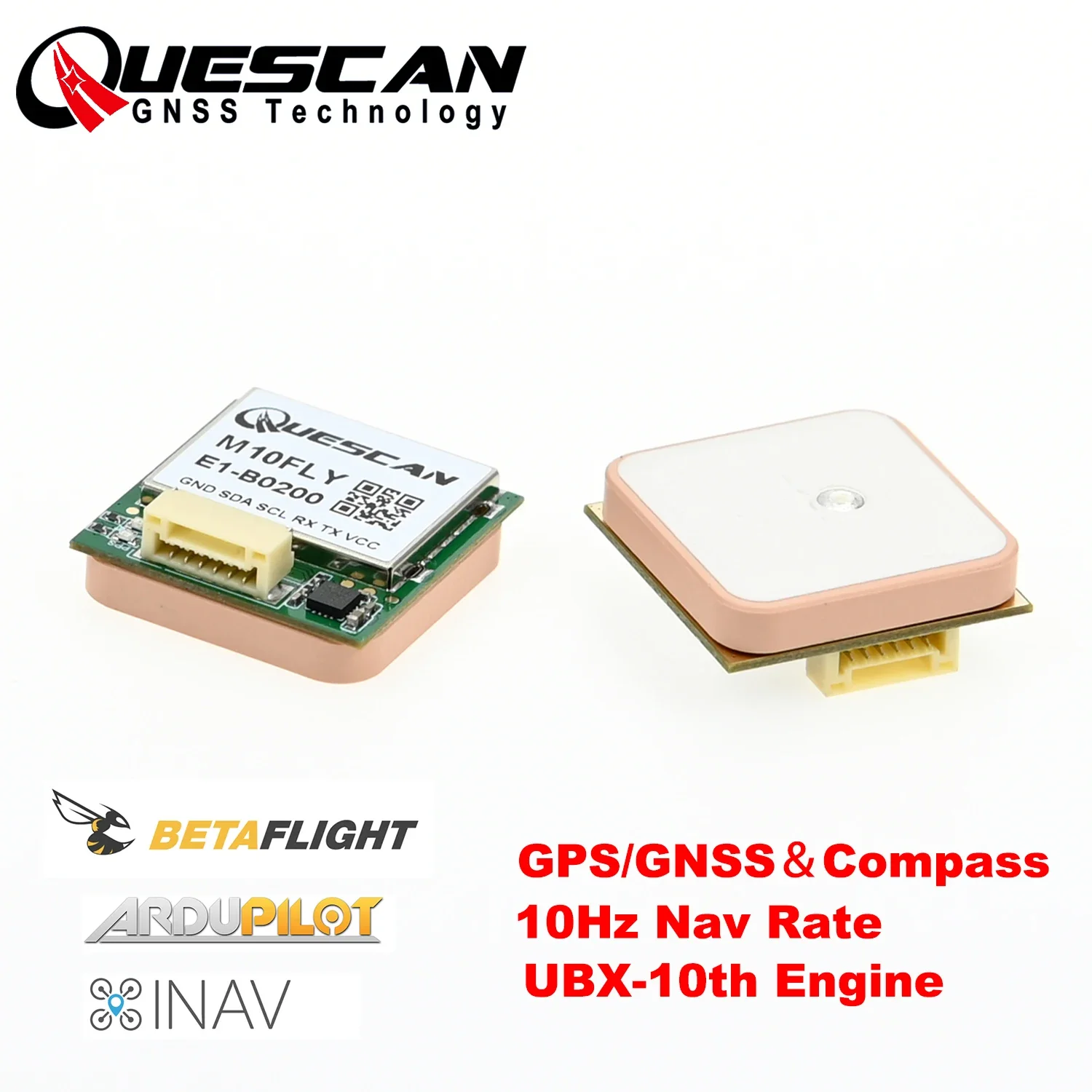 M10FLY 10Hz Drone FPV GPS Module with Compass INAV Ardupilot Betaflight GPS Sensor NMEA＆UBX Dual Protocol  Size 25mm*25mm