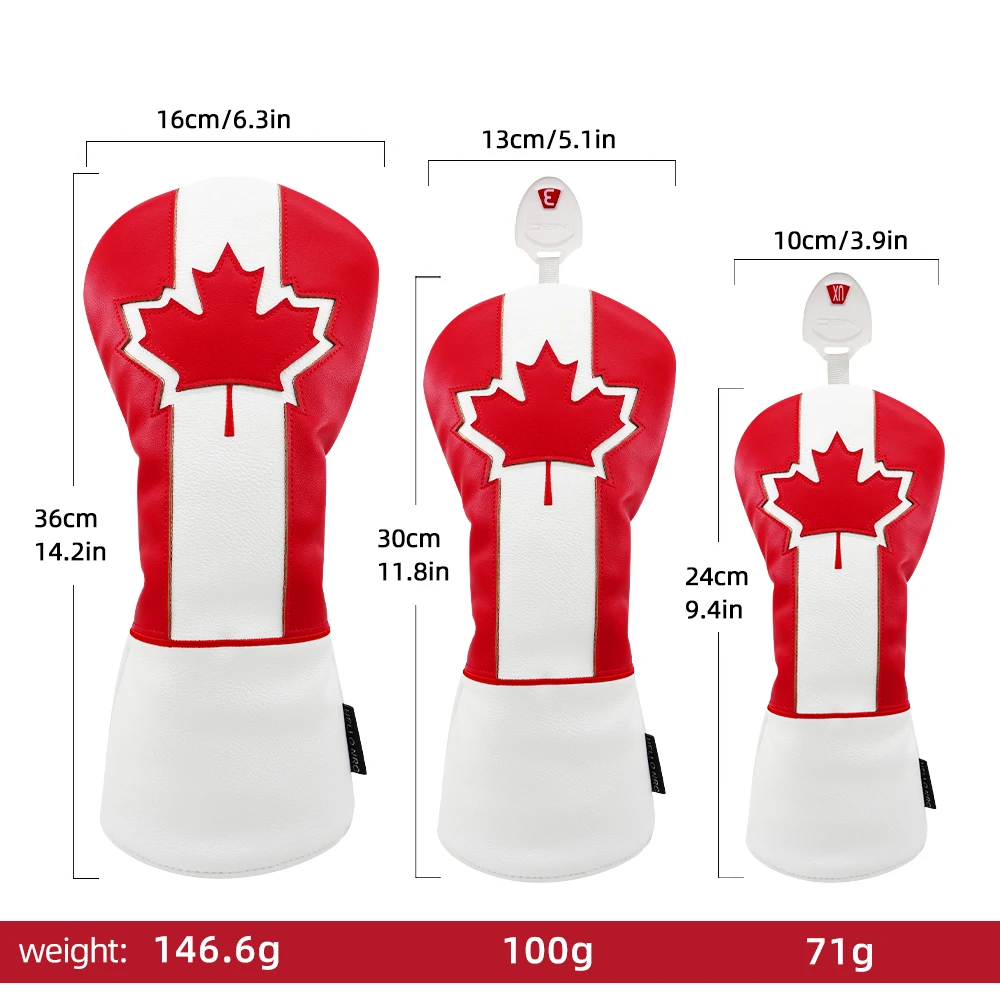 غطاء رأس جولف أنماط أوراق القيقب من جلد البولي يوريثان، أغطية نادي الجولف الناعمة والمتينة للسائق، مجموعة حماية هجينة مقاومة للماء