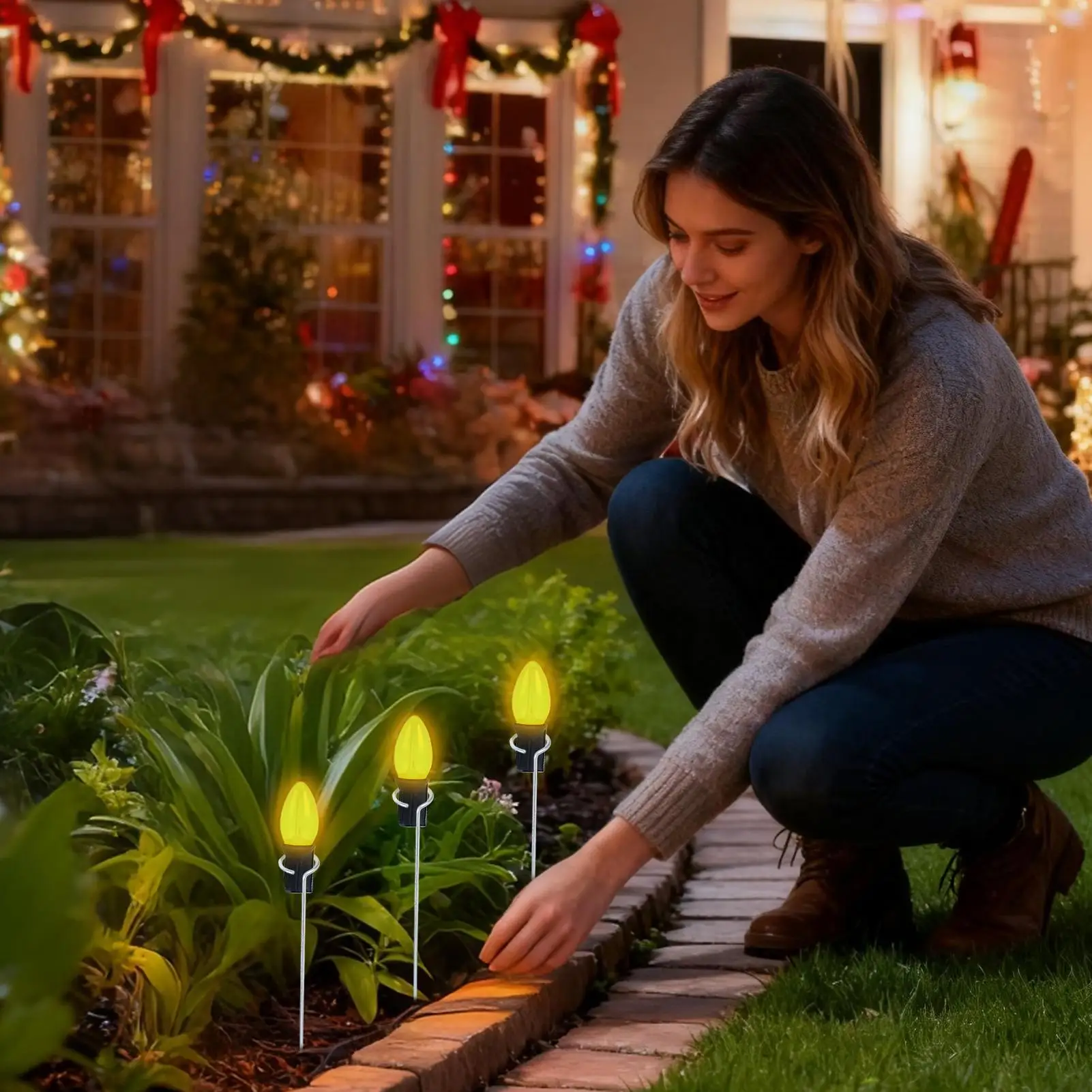 Stakes For Outdoor Lights 12-Inch Lawn Ground Party Decor Christmas Pathway Outdoor Lights Stakes For Pathway Patio Walkway