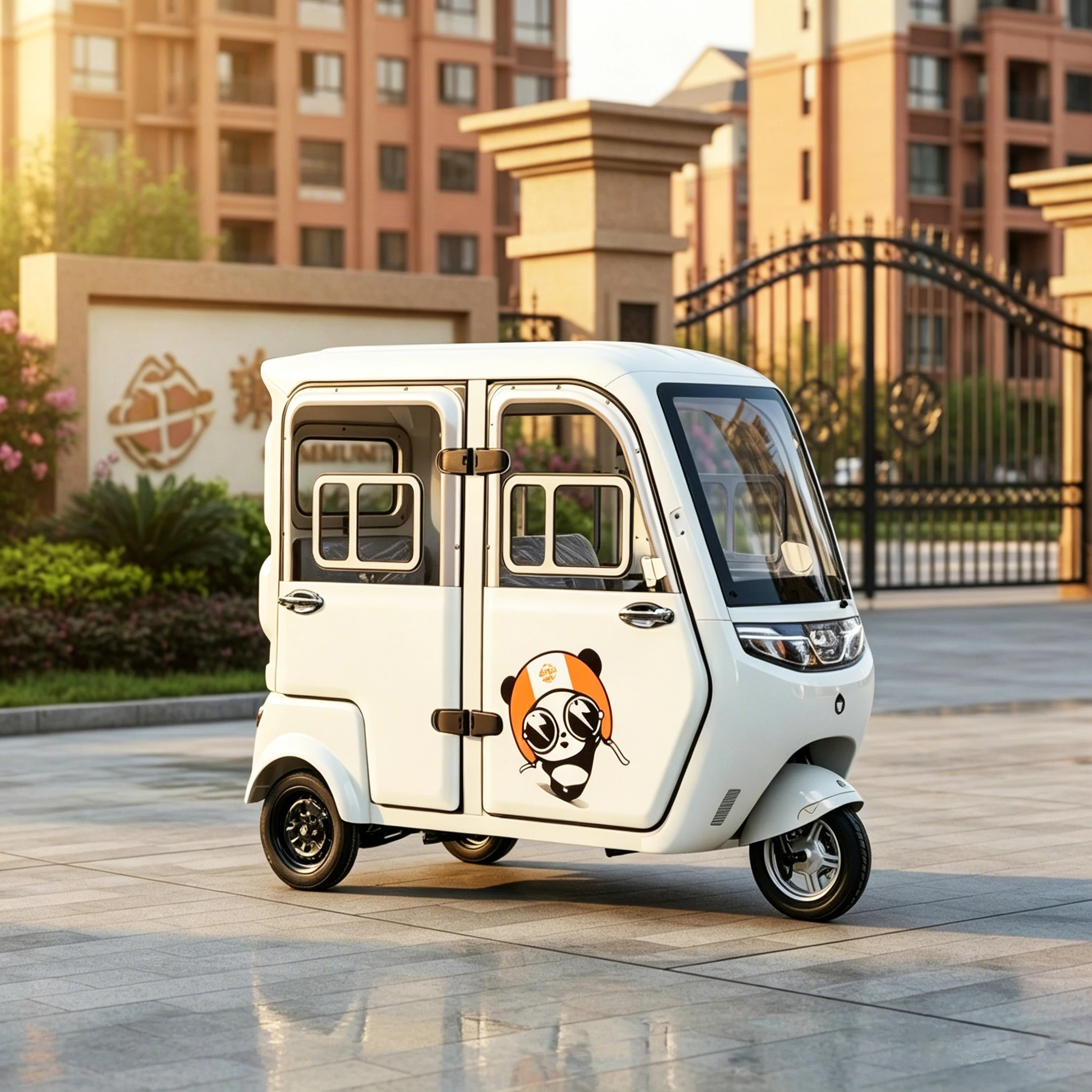 60V 1000W Fully Enclosed Electric 3 Wheeler For Adults 4-Door 3-Seat Handlebar Type Household Mobility Scooter With Cabin