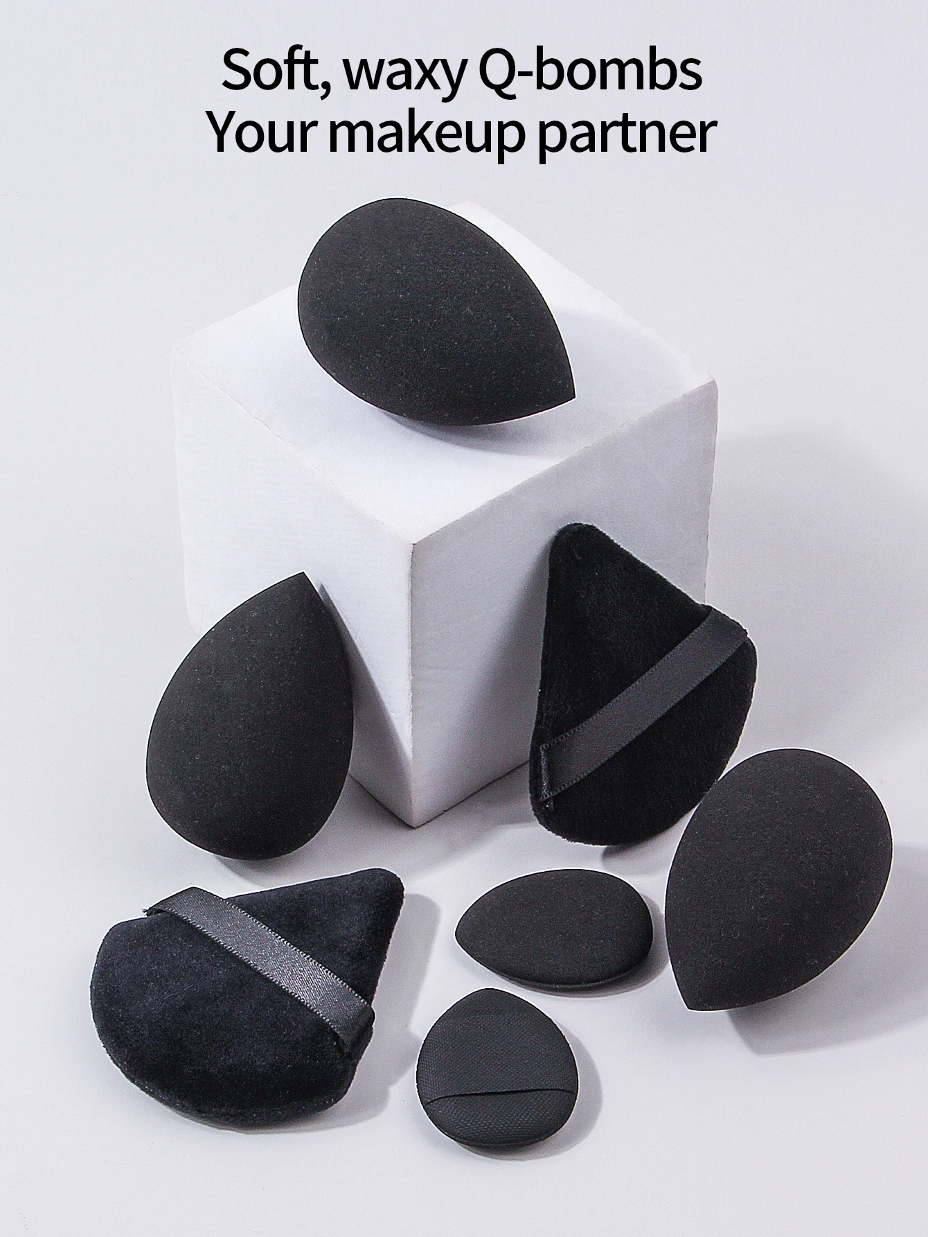 مجموعة إسفنجة مكياج معلبة، بيضة مكياج غير بطاقة، نفخة مسحوق مثلثة، نفخة مسحوق الإبهام أدوات مكياج متعددة الوظائف