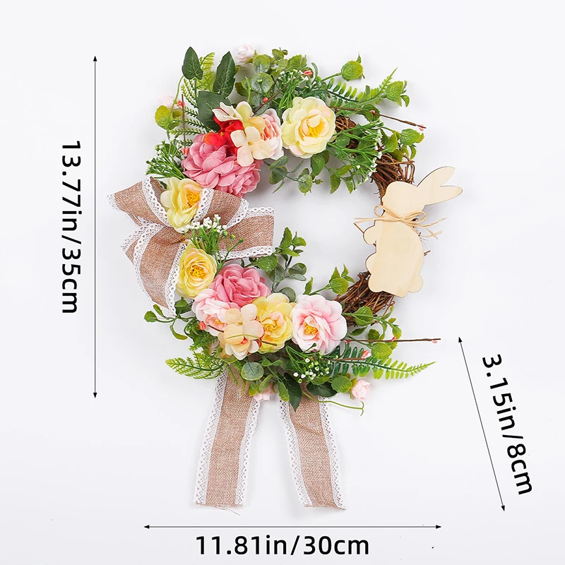 Easter Bunny Wreath For Front Door Or Wall Artificial Rabbit Wreath Spring Wreath Easter Decor Outdoor Indoor Hanging Wreath