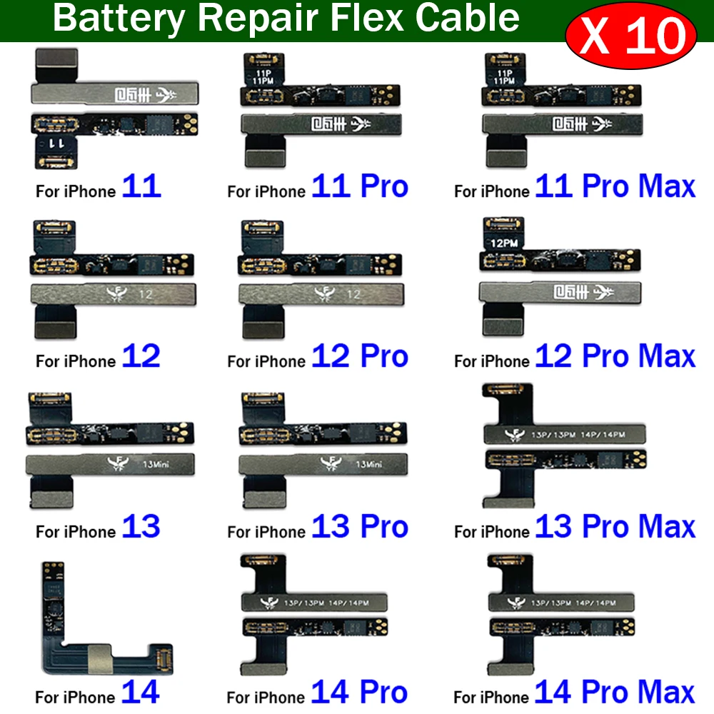 10Pcs , Battery Repair Flex Cable Tag on Built in For iPhone 11 12 13 14 15 Pro Max Plus Mini Battery Warning Health Repair