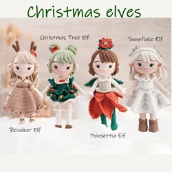 Christmas Elf Crochet Dolls Amigurumi Pattern Knittin Dolly DIY Crochet Materials Set Knitting Supplie Christmas Decoration Gift