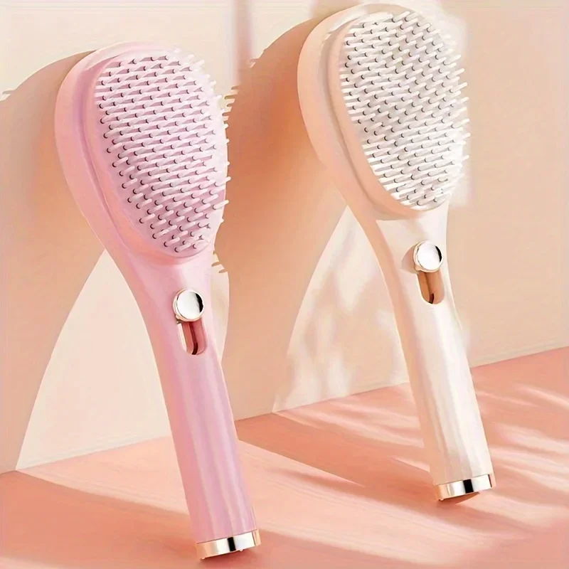 Peine telescópico, peine mágico para limpieza del cuero cabelludo, cepillo para masaje del cuero cabelludo esponjoso portátil, peine para el cabello autolimpiante, herramienta de estilismo de salón para mujeres