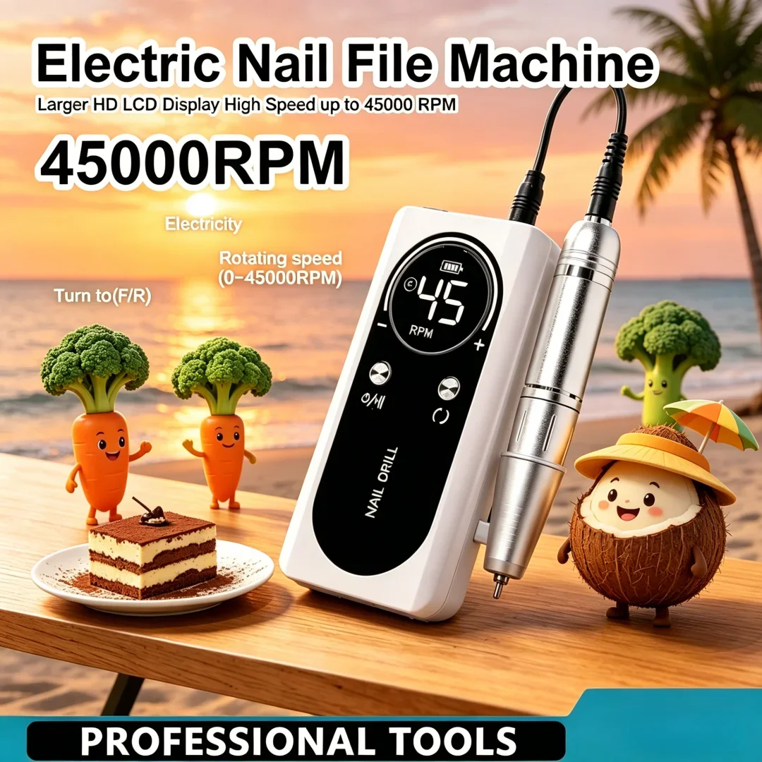 

Recherché 45000RPM Electric Portable Nail Drill Machine Rechargeable Low Noise Nail Sander File for Premium Manicure Salon