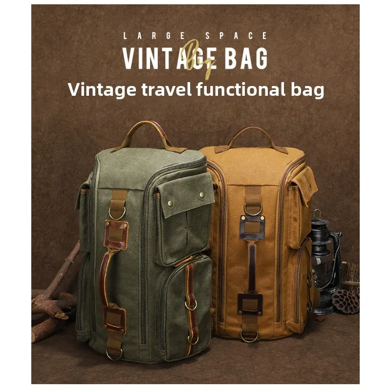 

Canvas backpack - outdoor large-capacity waterproof travel double-shoulder bag, durable and breathable computer bag