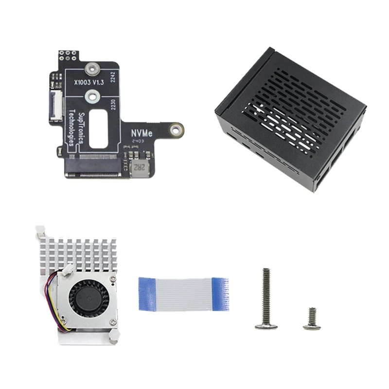 

Для Raspberry Pi 5 Pcie к M.2 Nvme HAT + радиатор + корпус SSD МИНИ-адаптерная плата для 2242 2230 Nvme SSD плата расширения