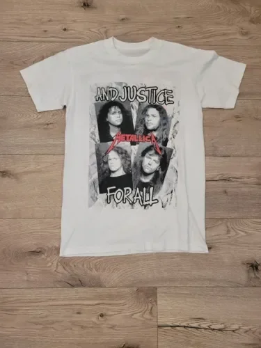 

Vintage 1988 White Metall Ca And Justice For All Band Tour T Shirt long or short sleeves