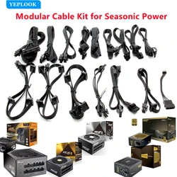 Seasonic-Cable Modular Original para FOCUS/KM3/M12II Evo/SnowSilent/serie X Power GPU PCIe 8 pines 6 + 2P CPU 4 + 4 pines SATA Molex 24 pines